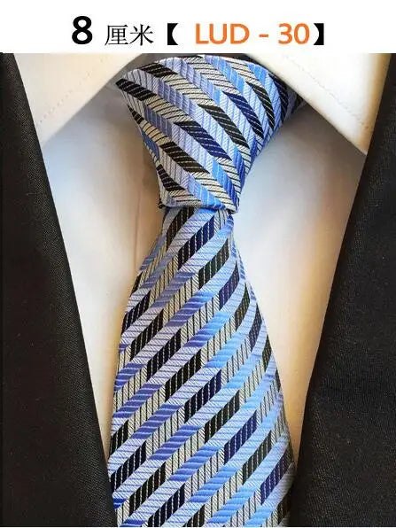 Cravate Homme en Soie (8 cm) – Motifs Rayures et Carreaux, Élégance Business et Mariage