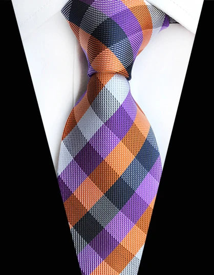 Cravate Élégante pour Homme (8 cm) en Soie – Motifs Rayures et Carreaux pour Costume, Mariage et Busines