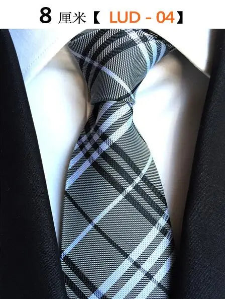 Cravate Homme en Soie (8 cm) – Motifs Rayures et Carreaux, Élégance Business et Mariage