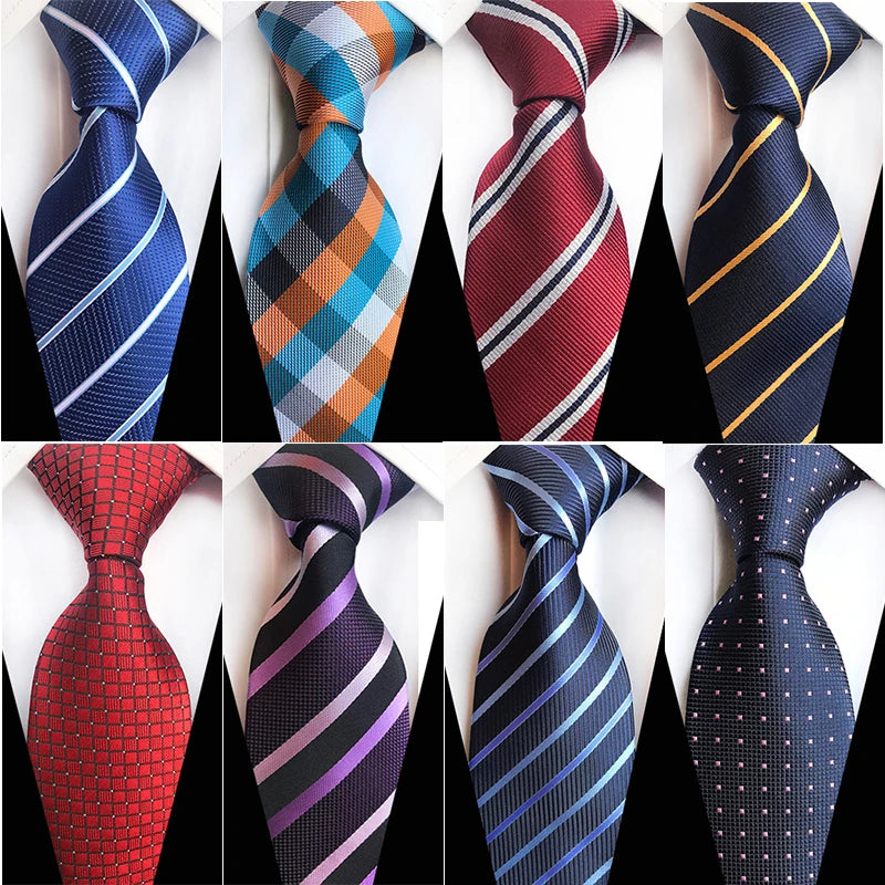 Cravate Élégante pour Homme (8 cm) en Soie – Motifs Rayures et Carreaux pour Costume, Mariage et Busines