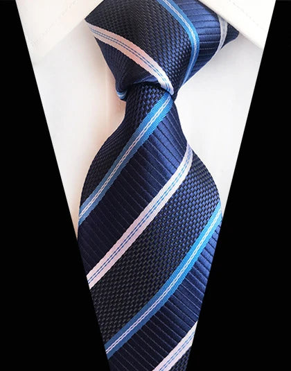 Cravate Élégante pour Homme (8 cm) en Soie – Motifs Rayures et Carreaux pour Costume, Mariage et Busines