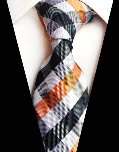 Cravate Élégante pour Homme (8 cm) en Soie – Motifs Rayures et Carreaux pour Costume, Mariage et Busines