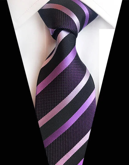 Cravate Élégante pour Homme (8 cm) en Soie – Motifs Rayures et Carreaux pour Costume, Mariage et Busines