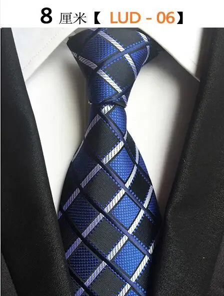 Cravate Homme en Soie (8 cm) – Motifs Rayures et Carreaux, Élégance Business et Mariage