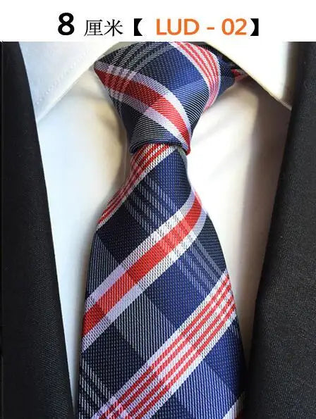 Cravate Homme en Soie (8 cm) – Motifs Rayures et Carreaux, Élégance Business et Mariage