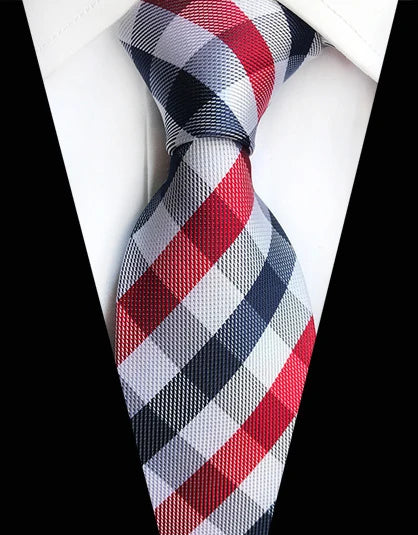 Cravate Élégante pour Homme (8 cm) en Soie – Motifs Rayures et Carreaux pour Costume, Mariage et Busines