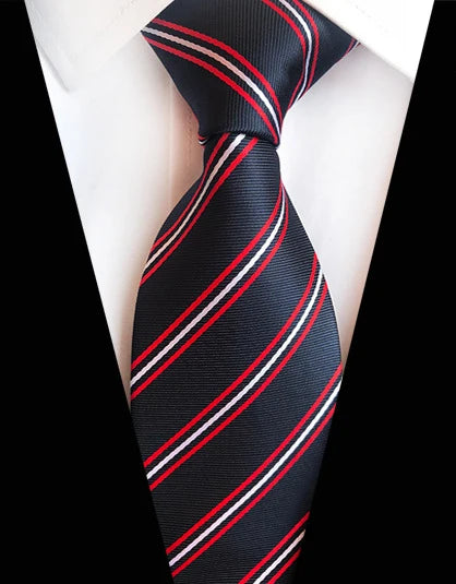 Cravate Élégante pour Homme (8 cm) en Soie – Motifs Rayures et Carreaux pour Costume, Mariage et Busines