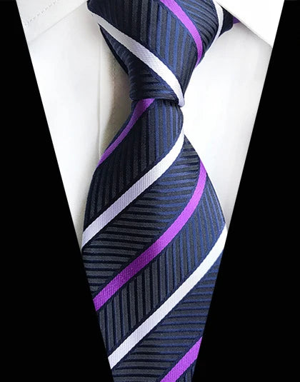 Cravate Élégante pour Homme (8 cm) en Soie – Motifs Rayures et Carreaux pour Costume, Mariage et Busines
