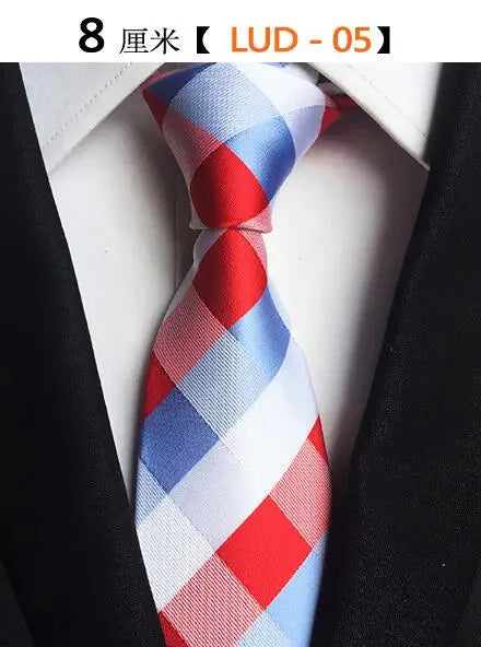 Cravate Homme en Soie (8 cm) – Motifs Rayures et Carreaux, Élégance Business et Mariage