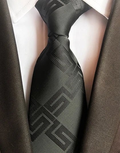 Cravate Élégante pour Homme (8 cm) en Soie – Motifs Rayures et Carreaux pour Costume, Mariage et Busines