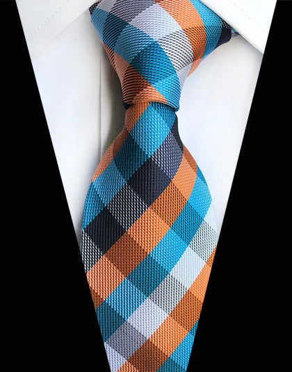 Cravate Élégante pour Homme (8 cm) en Soie – Motifs Rayures et Carreaux pour Costume, Mariage et Busines