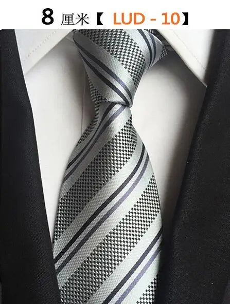 Cravate Homme en Soie (8 cm) – Motifs Rayures et Carreaux, Élégance Business et Mariage