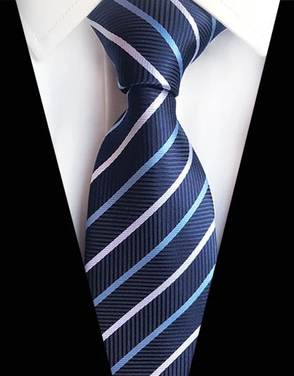 Cravate Élégante pour Homme (8 cm) en Soie – Motifs Rayures et Carreaux pour Costume, Mariage et Busines