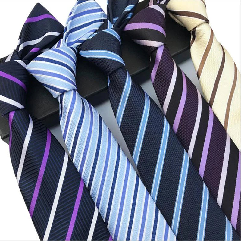 Cravate Élégante pour Homme (8 cm) en Soie – Motifs Rayures et Carreaux pour Costume, Mariage et Busines
