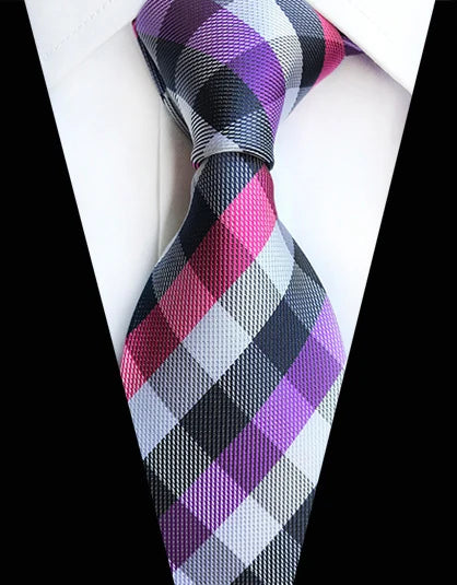 Cravate Élégante pour Homme (8 cm) en Soie – Motifs Rayures et Carreaux pour Costume, Mariage et Busines