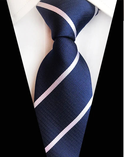 Cravate Élégante pour Homme (8 cm) en Soie – Motifs Rayures et Carreaux pour Costume, Mariage et Busines