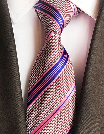 Cravate Élégante pour Homme (8 cm) en Soie – Motifs Rayures et Carreaux pour Costume, Mariage et Busines
