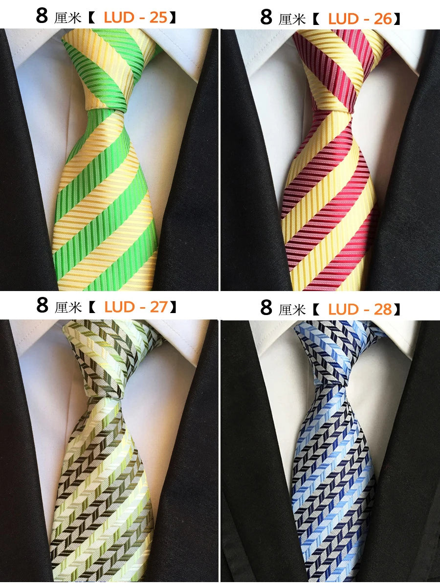Cravate Homme en Soie (8 cm) – Motifs Rayures et Carreaux, Élégance Business et Mariage