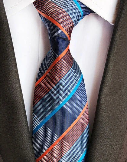 Cravate Élégante pour Homme (8 cm) en Soie – Motifs Rayures et Carreaux pour Costume, Mariage et Busines