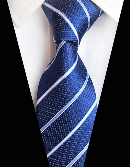 Cravate Élégante pour Homme (8 cm) en Soie – Motifs Rayures et Carreaux pour Costume, Mariage et Busines