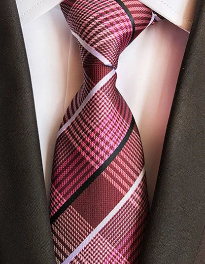 Cravate Élégante pour Homme (8 cm) en Soie – Motifs Rayures et Carreaux pour Costume, Mariage et Busines