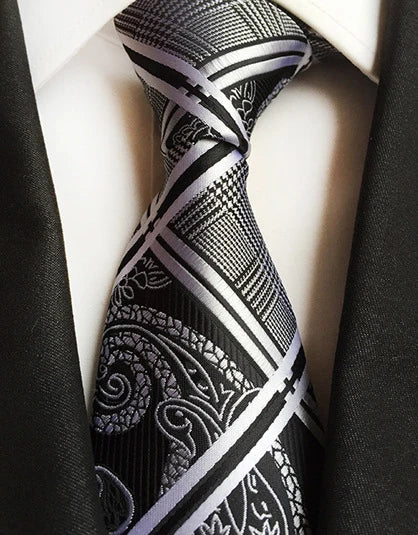 Cravate Élégante pour Homme (8 cm) en Soie – Motifs Rayures et Carreaux pour Costume, Mariage et Busines