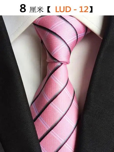 Cravate Homme en Soie (8 cm) – Motifs Rayures et Carreaux, Élégance Business et Mariage