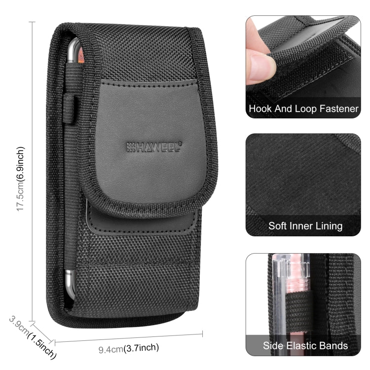 HAWEEL 6,1-6,8 pouces en tissu nylon clip de ceinture de téléphone pochette de transport avec fente pour carte
