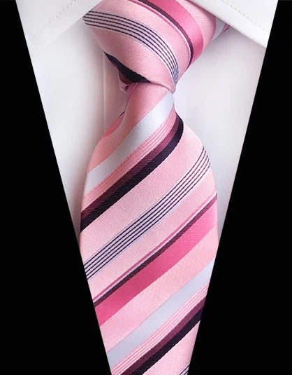 Cravate Élégante pour Homme (8 cm) en Soie – Motifs Rayures et Carreaux pour Costume, Mariage et Busines