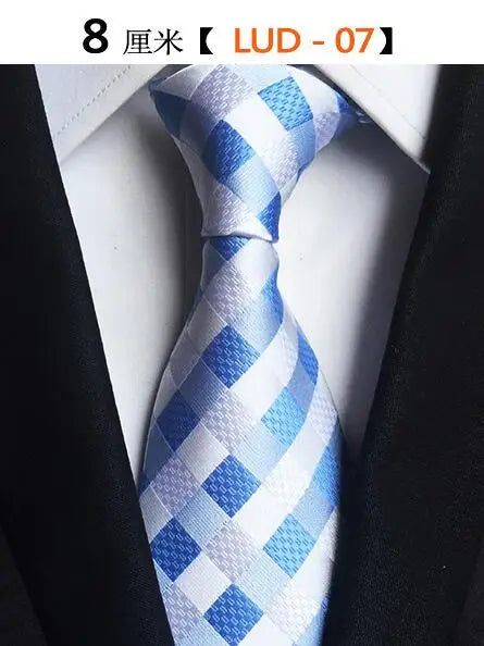 Cravate Homme en Soie (8 cm) – Motifs Rayures et Carreaux, Élégance Business et Mariage