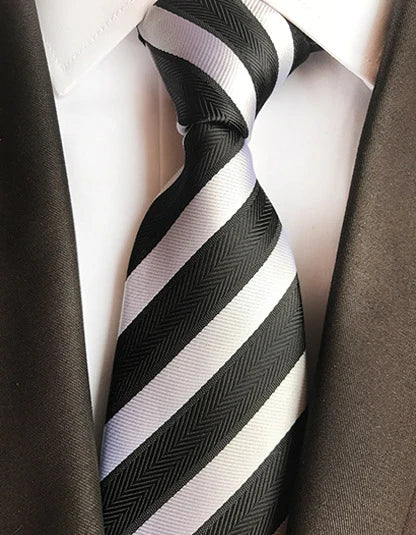 Cravate Élégante pour Homme (8 cm) en Soie – Motifs Rayures et Carreaux pour Costume, Mariage et Busines