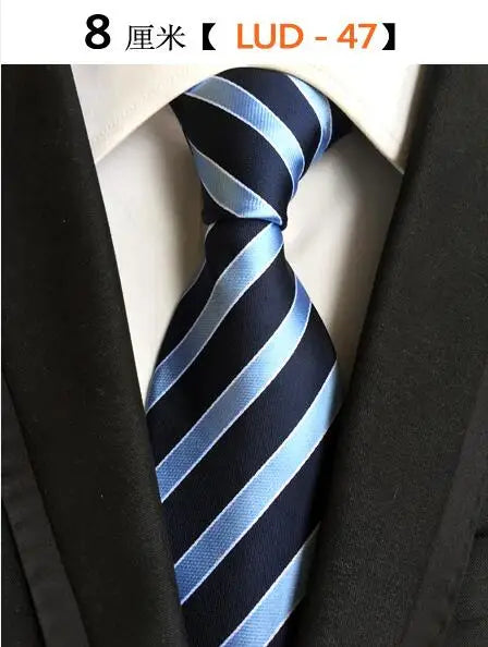 Cravate Homme en Soie (8 cm) – Motifs Rayures et Carreaux, Élégance Business et Mariage