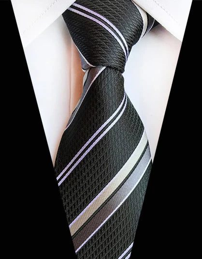 Cravate Élégante pour Homme (8 cm) en Soie – Motifs Rayures et Carreaux pour Costume, Mariage et Busines