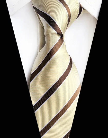 Cravate Élégante pour Homme (8 cm) en Soie – Motifs Rayures et Carreaux pour Costume, Mariage et Busines
