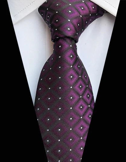 Cravate Élégante pour Homme (8 cm) en Soie – Motifs Rayures et Carreaux pour Costume, Mariage et Busines