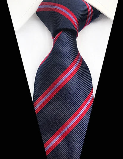 Cravate Élégante pour Homme (8 cm) en Soie – Motifs Rayures et Carreaux pour Costume, Mariage et Busines