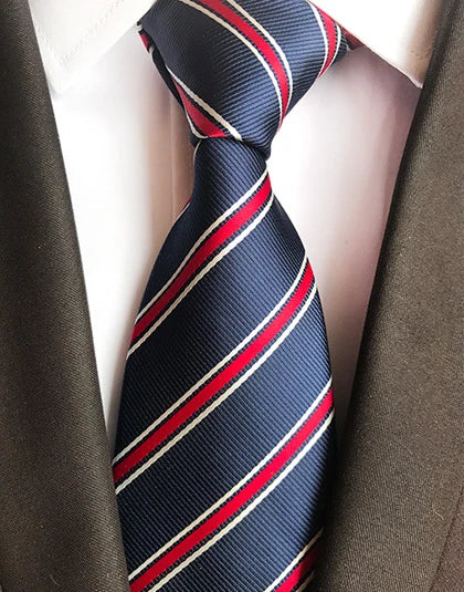 Cravate Élégante pour Homme (8 cm) en Soie – Motifs Rayures et Carreaux pour Costume, Mariage et Busines