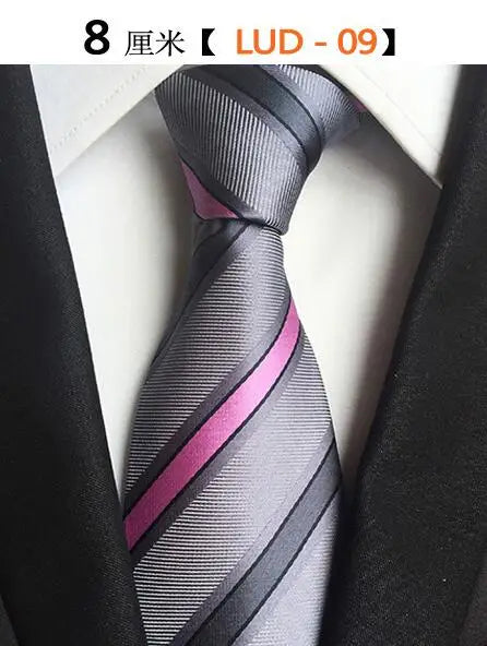 Cravate Homme en Soie (8 cm) – Motifs Rayures et Carreaux, Élégance Business et Mariage