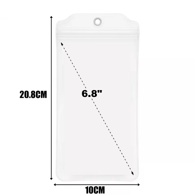 Pochette transparente étanche, pour téléphone jusqu'à 6.8 pouces + dragonne