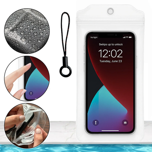 Pochette transparente étanche, pour téléphone jusqu'à 6.8 pouces + dragonne