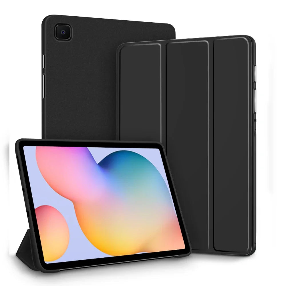 Étui à rabat 3 plis pour tablette Samsung Galaxy S6 lite, Tab A9 A9 Plus A8 A7 S7 S8 S9 S9FE Fonction de mise en veille/réveil automatique