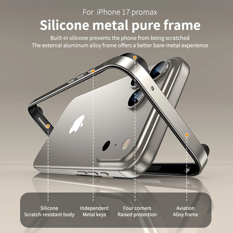 Coque Bumper Luxe en Alliage Métallique pour iPhone 14 à 17 Pro Max