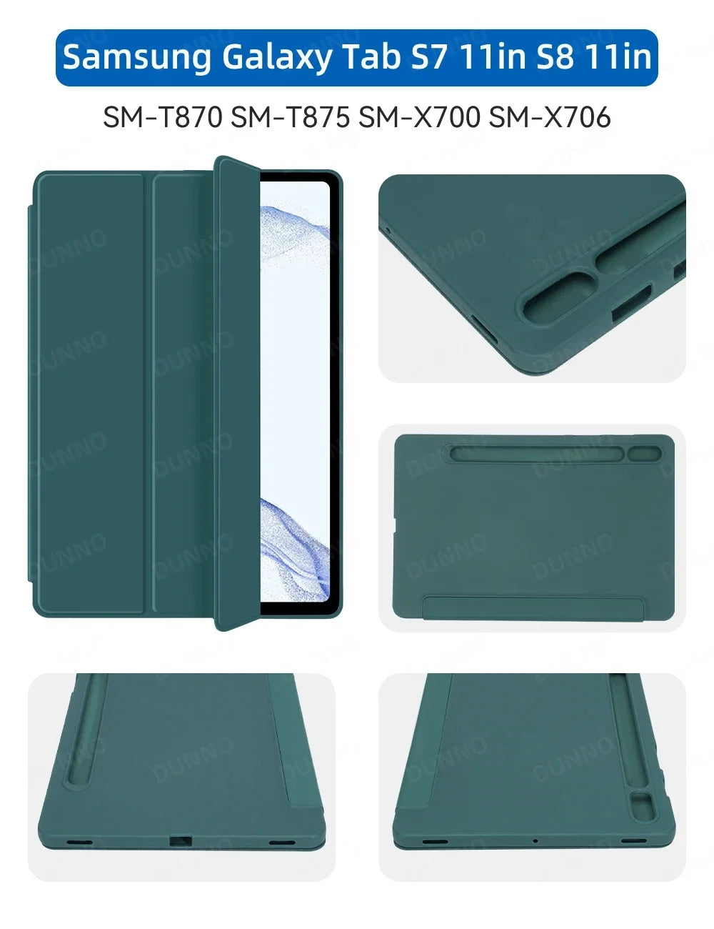 Étui à rabat 3 plis pour tablette Samsung Galaxy S6 lite, Tab A9 A9 Plus A8 A7 S7 S8 S9 S9FE Fonction de mise en veille/réveil automatique