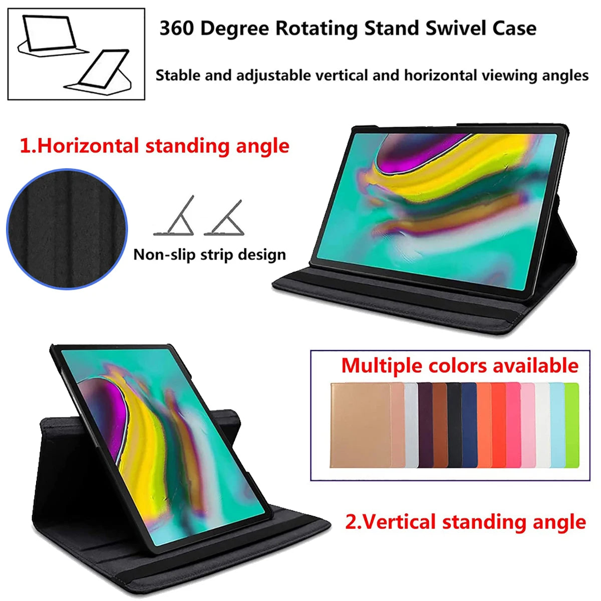 Étui universel rotatif à 360 degrés pour tablette de 7,9 à 10,2 pouces pour Samsung, iPad, Huawei Lenovo, Xiaomi...