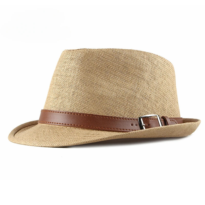 Chapeau d'Été Fedora en Paille pour Homme & Femme – Style Panama Chic avec Ruban Noir – Protection Solaire & Respirant