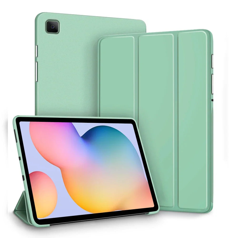 Étui à rabat 3 plis pour tablette Samsung Galaxy S6 lite, Tab A9 A9 Plus A8 A7 S7 S8 S9 S9FE Fonction de mise en veille/réveil automatique