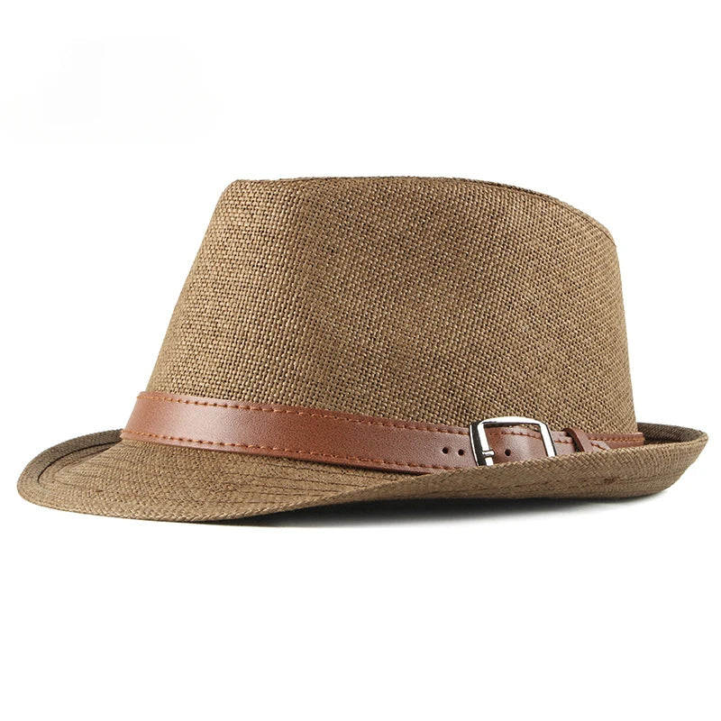 Chapeau d'Été Fedora en Paille pour Homme & Femme – Style Panama Chic avec Ruban Noir – Protection Solaire & Respirant