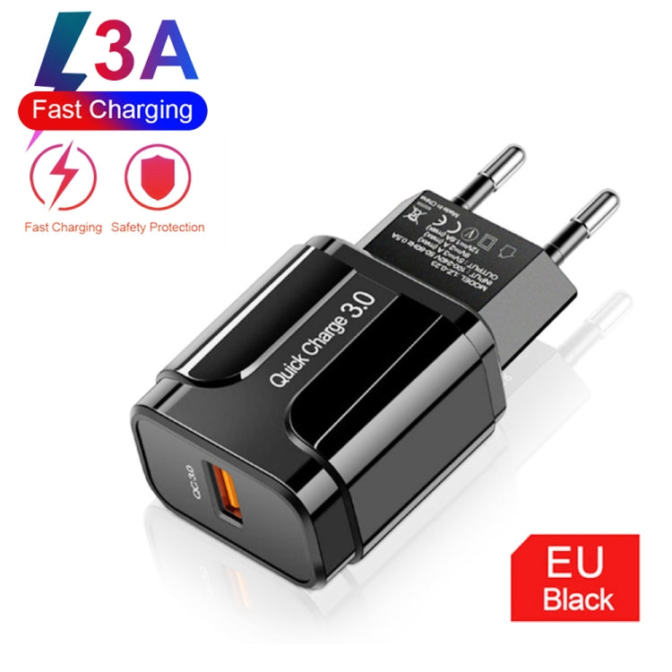 Chargeur universel rapide QC3.0 18 W avec port USB, prise UE