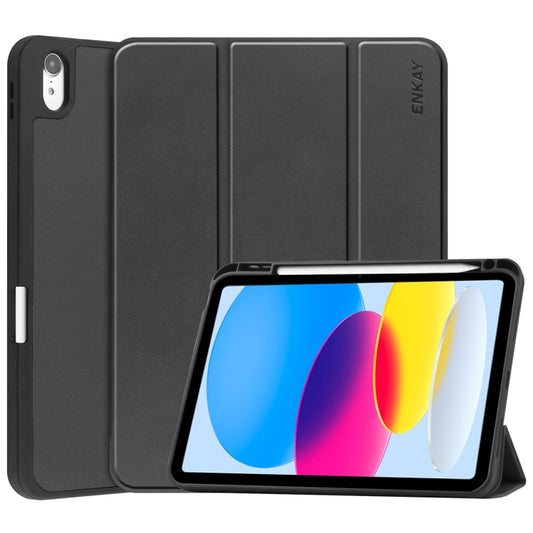 Pour iPad 10.9 2022 ENKAY Coque arrière en cuir synthétique pour tablette avec emplacement pour stylo et support