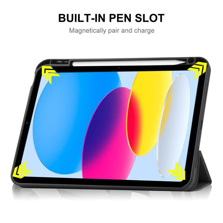 Pour iPad 10.9 2022 ENKAY TPU Couverture Arrière Smart Leather Stand Tablet Case avec Pen Slot